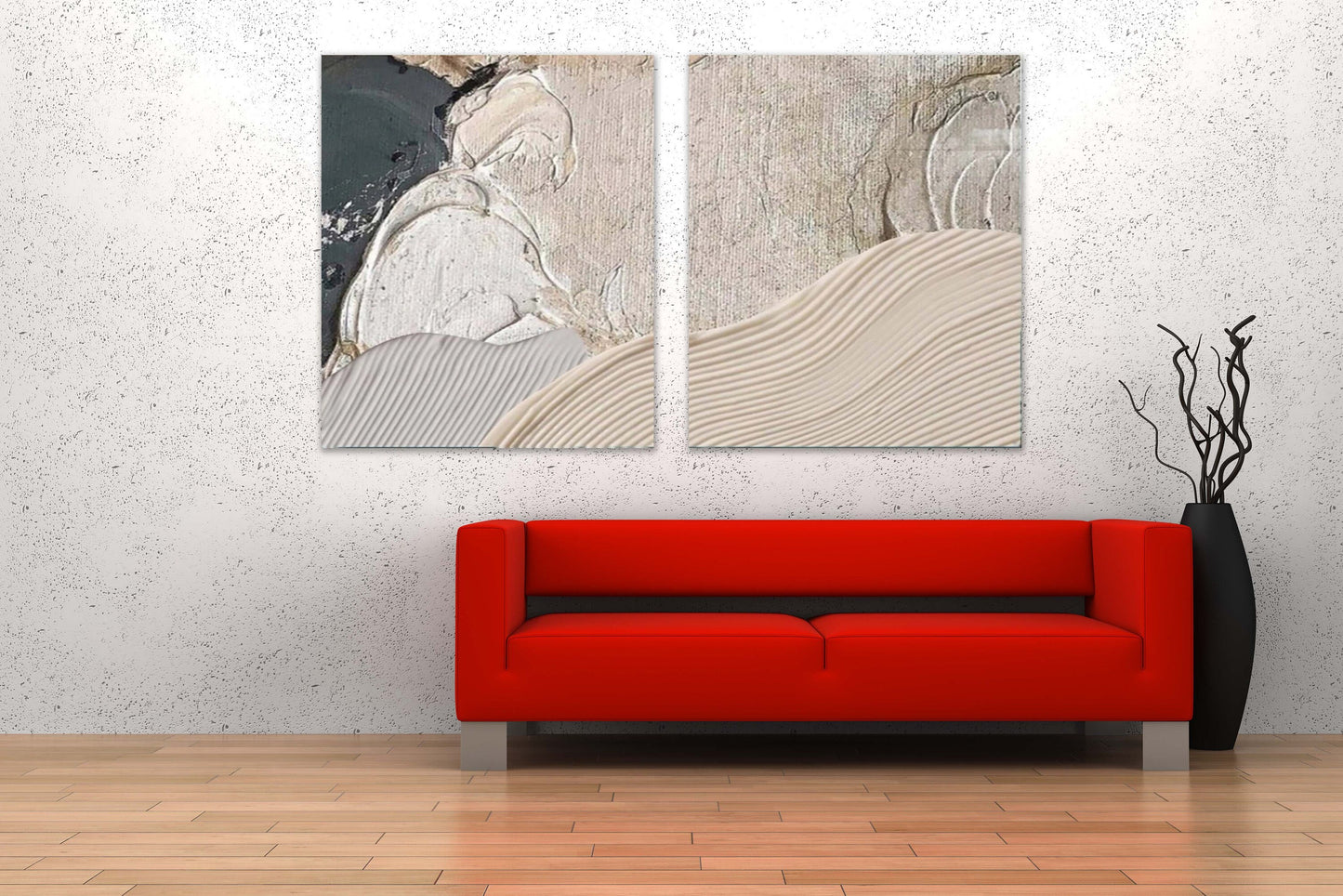 Abstract multi panel canvas print, large gray set of 3 artworks, modern wall art, conceptual bedroom artwork, picture for gift