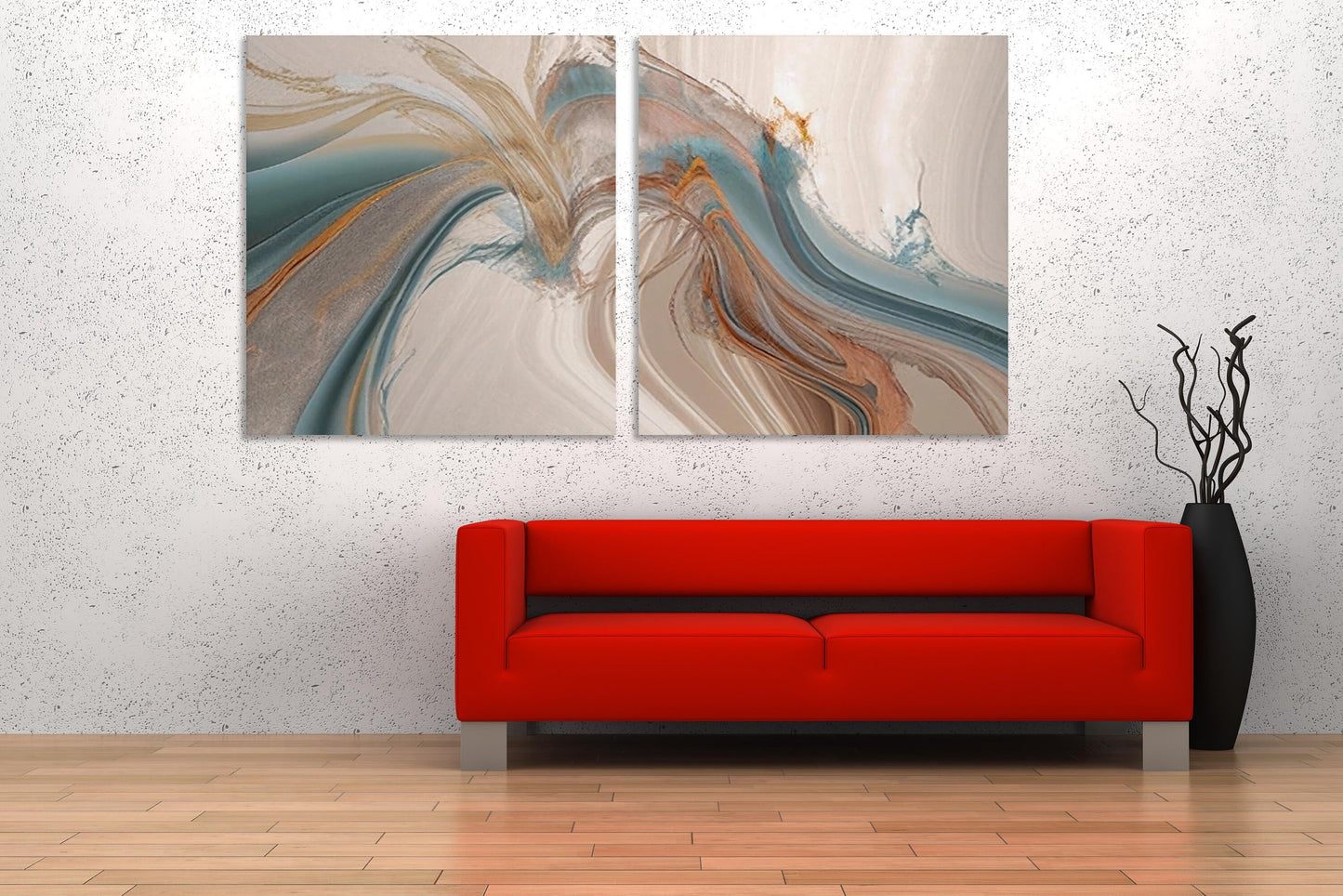 Large abstract wall art, multi piece wall hanging decor, set of three wave artworks, modern living room canvas print, housewarming gift