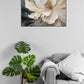 Floral large canvas wall art, floater frame watercolor artwork, printable framed white flower wall art, botanical bedroom hanging wall decor