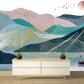 Blue removable wallpaper Mountain wallpaper Abstract wallpaper Minimalist wall decor Peel and stick wallpaper Bedroom wall decor