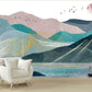 Blue removable wallpaper Mountain wallpaper Abstract wallpaper Minimalist wall decor Peel and stick wallpaper Bedroom wall decor
