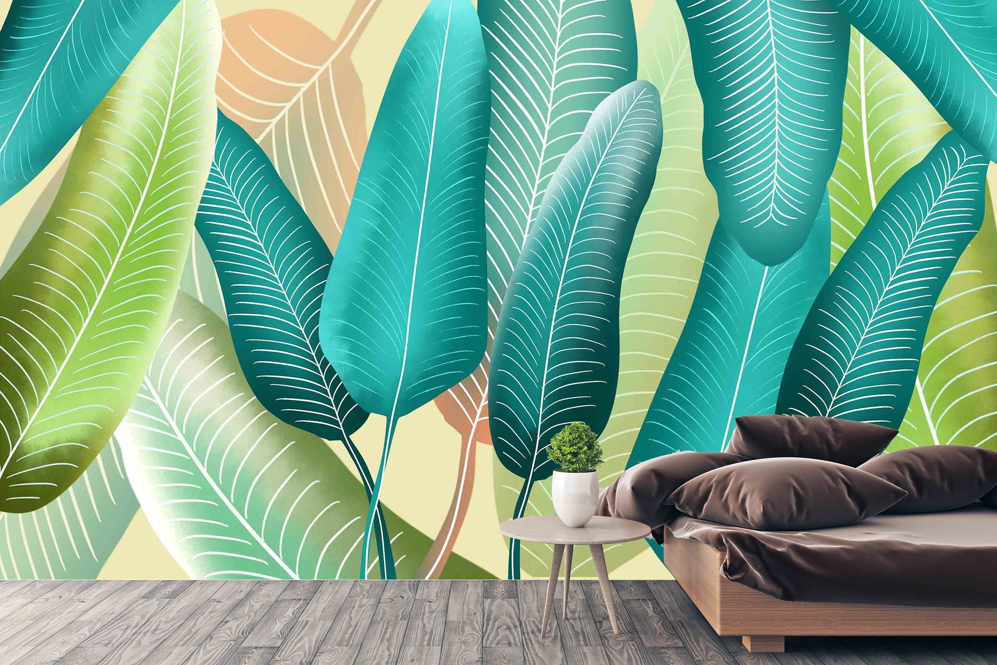 Banana leaves decor wallpaper Tropical Leaf Removable wallpaper modern banana leaves print wall mural peel and stick