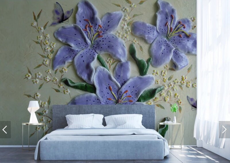 Large floral wallpaper Flower wall backdrop Peel and Stick wall mural Self Adhesive Removable wallpaper Living Room Bedroom wall decoration