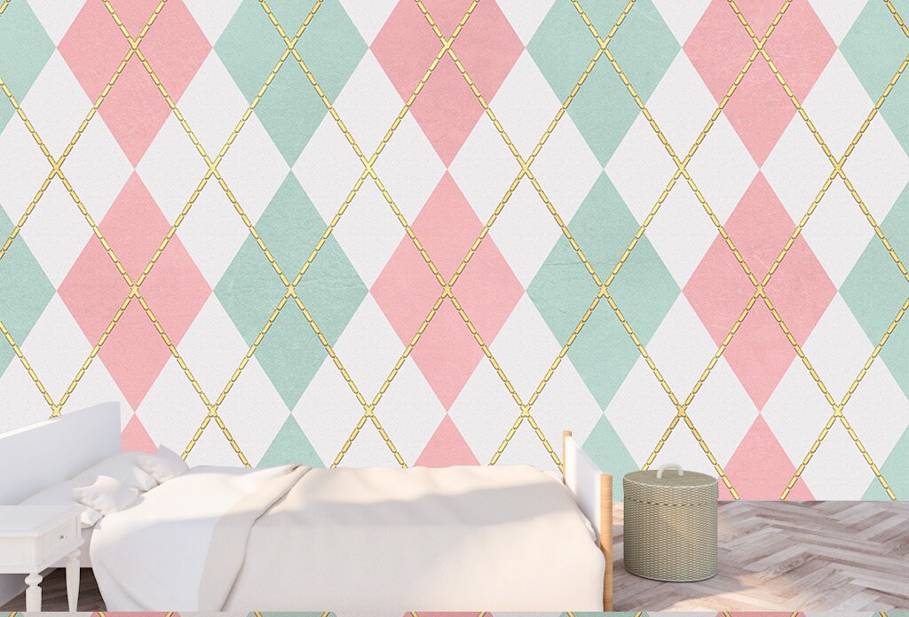 Pink removable wallpaper Geometric wallpaper Checkered decor Peel and Stick Aesthetic Room Decor for Teenage Girls