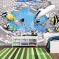 Shark print Ocean wallpaper Baby 3d wallpaper Self adhesive mural Nursery wallpaper Wall print art Home wall decor Peel and stick