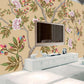 Chinoiserie painted silk Sakura blossoms Botanical removable Japanese wall art Flowers wall mural prints Peel & stick Art deco wallpaper