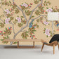 Chinoiserie painted silk Sakura blossoms Botanical removable Japanese wall art Flowers wall mural prints Peel & stick Art deco wallpaper