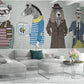 Peel and stick wall mural Modern Removable wall decor Textured fabric vinyl wallpaper animals wallpaper wall covering stick on wallpaper