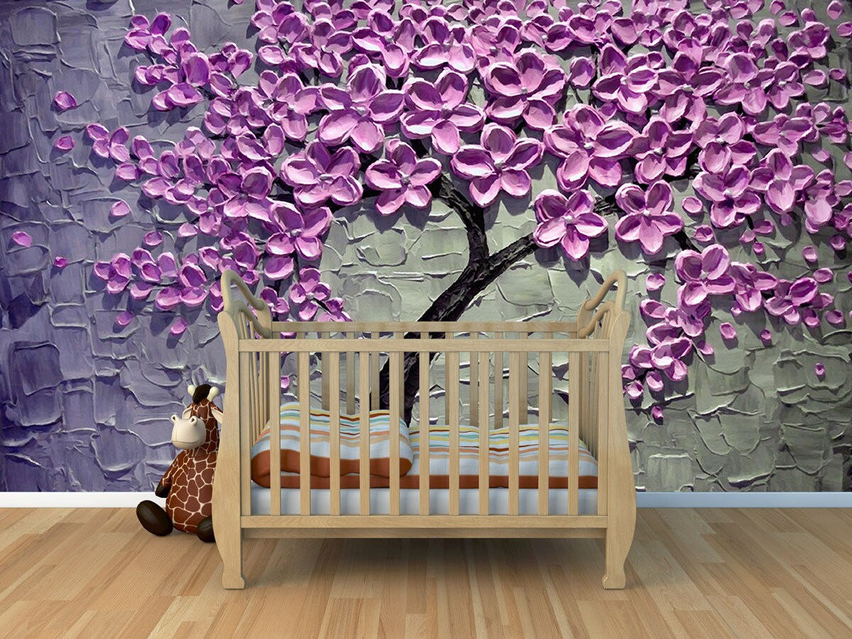 3d wall muralr Sakura blossoms wallpaper, Flowers Peel&stick wallpaper Large flower wall sticker Dathroom wall decor removable wall decal