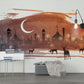 Moon wall mural, brown large art wallpaper peel and stick wall mural prints, modern wall decor, vinyl wallpaper, night sky wallpaper