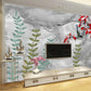 Green marble wallpaper, flowers wallpaper peel and stick, 3d wall mural, floral wallpaper, textured adhesive wallpaper