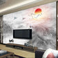 Asian gray marble wallpaper, chinoiserie japanese wallpaper, wall mural prints peel&stick wallpaper, smoky mountains, rising sun wall decal