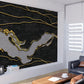 Black and gold abstract wallpaper peel and stick wall mural, removable art deco modern wallpaper minimalist bedroom wall decor