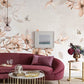 Magnolia wallpaper peel and stick wall mural, floral self adhesive wallpaper, flower wall decals, botanical removable wallpaper