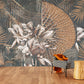 Extra large abstract self adhesive wallpaper, botanical peel and stick wall mural, removable brown canvas wallcovering, accentual wall decal