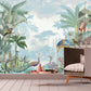 Large tropical self adhesive wallpaper, peel and stick leafs wall mural, accentual banana leafs wall decal, temporary bedroom photo mural
