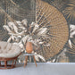 Extra large abstract self adhesive wallpaper, botanical peel and stick wall mural, removable brown canvas wallcovering, accentual wall decal
