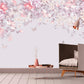 Large floral self adhesive wallcovering, purple peel and stick wallpaper, accentual wall mural with flowers, remuvable canvas wallpaper