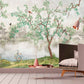 Large botanical peel and stick wallpaper, self adhesive Japanese wall mural, removable Asian canvas wallpaper, temporary nature wall mural