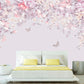 Large floral self adhesive wallcovering, purple peel and stick wallpaper, accentual wall mural with flowers, remuvable canvas wallpaper