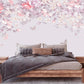 Large floral self adhesive wallcovering, purple peel and stick wallpaper, accentual wall mural with flowers, remuvable canvas wallpaper