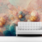 Extra large pink blue wallpaper, self adhesive abstract wall mural, accentual floral peel and stick wallpaper, removable girl bedroom mural