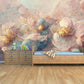Extra large pink blue wallpaper, self adhesive abstract wall mural, accentual floral peel and stick wallpaper, removable girl bedroom mural