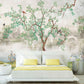 Large botanical peel and stick wallpaper, self adhesive Japanese wall mural, removable Asian canvas wallpaper, temporary nature wall mural