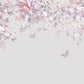 Large floral self adhesive wallcovering, purple peel and stick wallpaper, accentual wall mural with flowers, remuvable canvas wallpaper